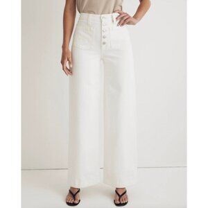 Madewell women's Superwide-Leg Jeans white 30 button fly exposed patch pockets